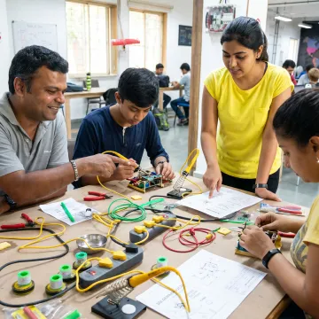Learners building and testing a prototype