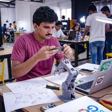 Student building an industrial design portfolio project