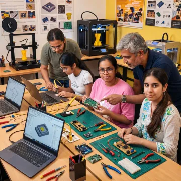 Students prototyping ideas in a maker lab
