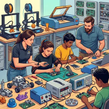 Students building prototypes with mentors