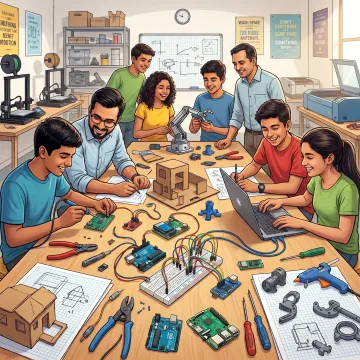Students engaged in hands-on maker education