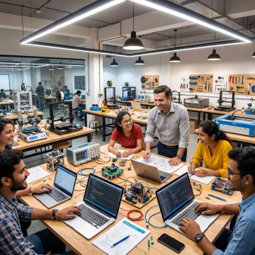 International students in a hands-on short course workshop