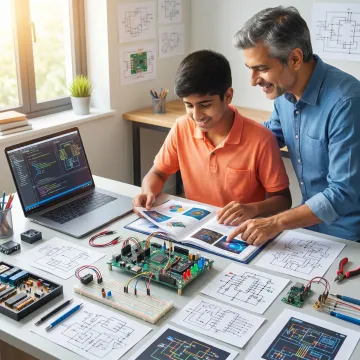 Student presenting a documented STEM portfolio project