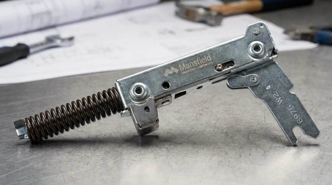 Custom counterbalance hinge mechanism designed for commercial appliance OEM application