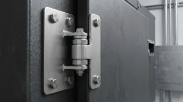 Heavy-duty ball bearing butt hinge installed on industrial metal enclosure panel