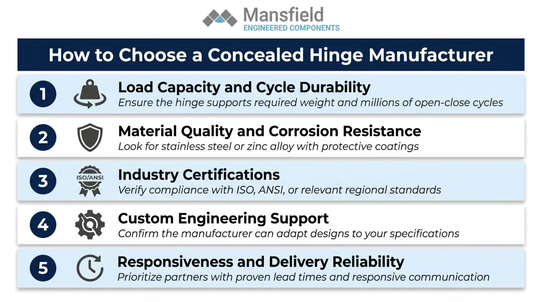 Five criteria for evaluating concealed hinge manufacturers for OEM procurement