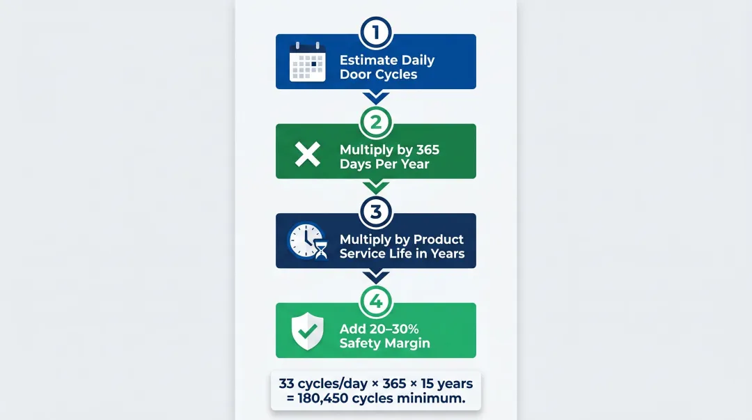 4-step appliance hinge cycle life calculation process flow for OEM engineers