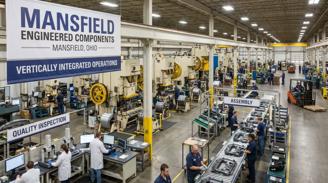 Mansfield Engineered Components vertically integrated facility showing stamping assembly and inspection operations