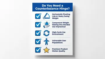 Five-point counterbalance hinge decision checklist for OEM product designers