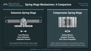 Extension spring versus compression spring oven hinge side-by-side mechanical comparison