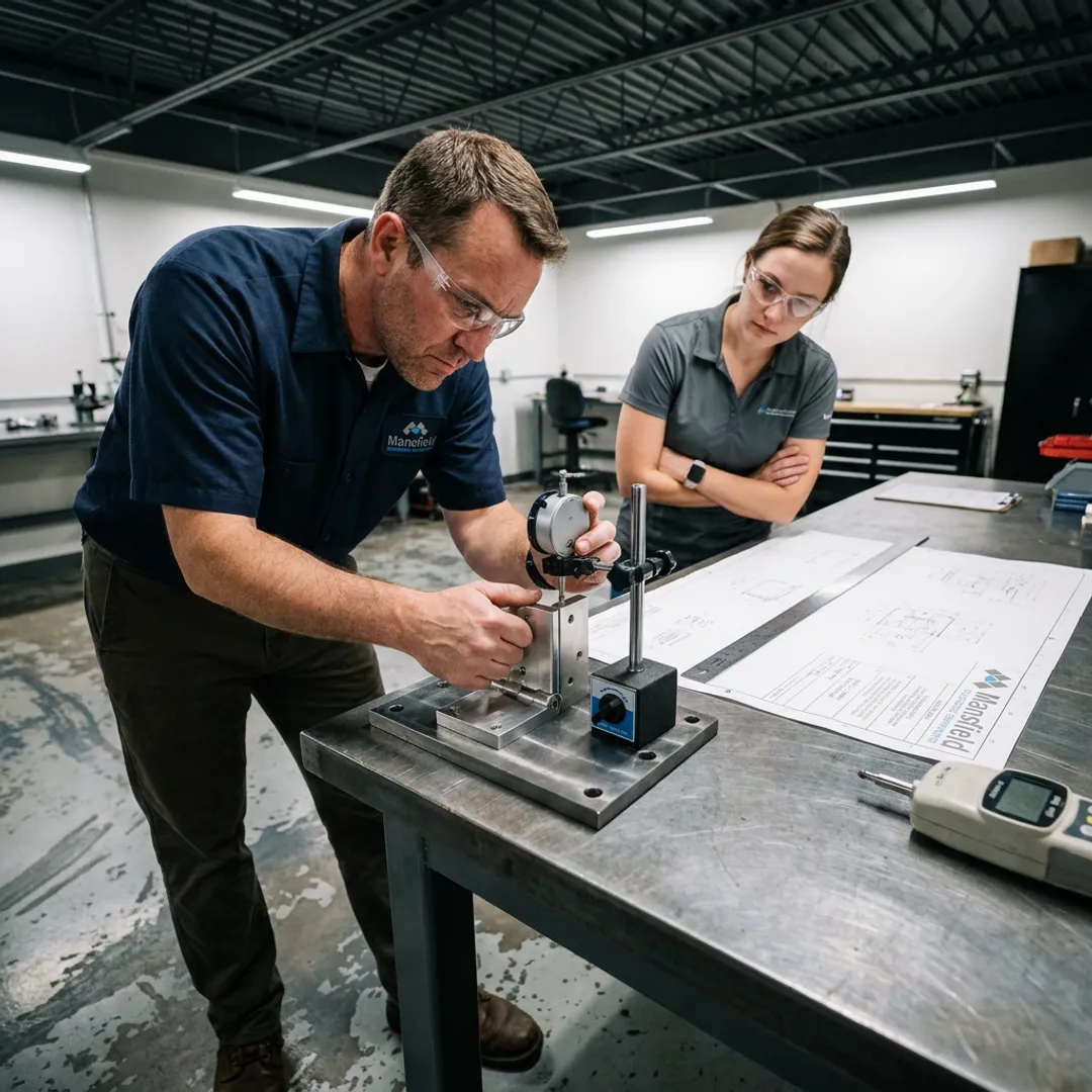 Engineer testing a custom hinge prototype