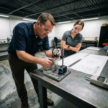 Engineer testing a custom hinge prototype