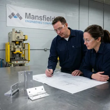 Custom aluminum hinges in a manufacturing facility