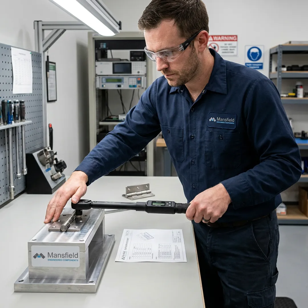 Engineer testing a silent hinge prototype