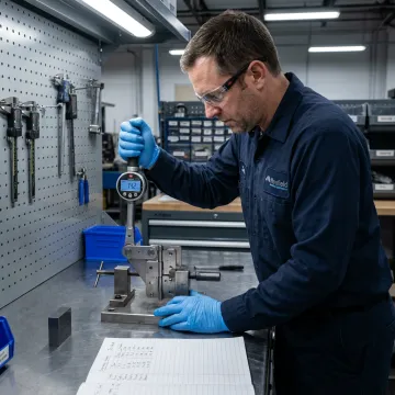 Engineer testing a positioning hinge prototype