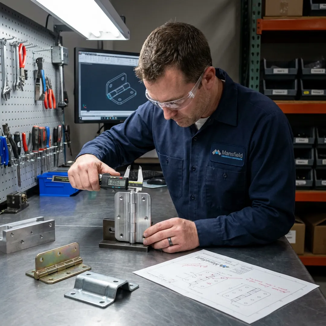 Engineer testing a custom hinge prototype
