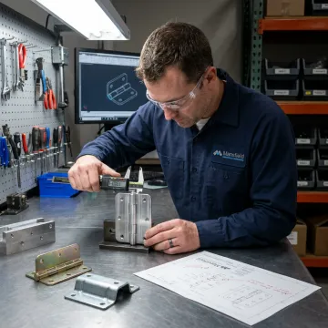 Engineer testing a custom hinge prototype