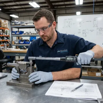 Engineer testing detent hinge prototype