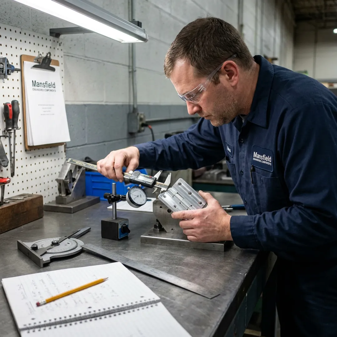 Engineer testing a hinge prototype