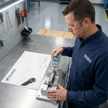 Engineer reviewing torque hinge prototype