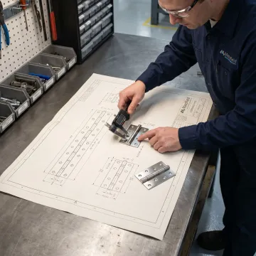Engineer reviewing continuous hinge design