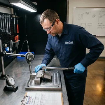 Engineer measuring hinge torque during prototype testing