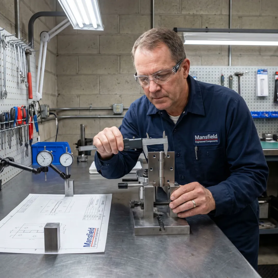 Engineer validating hinge prototype