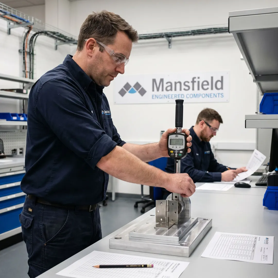 Engineer testing a custom hinge prototype
