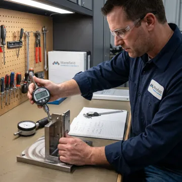 Engineer testing hinge torque on prototype assembly