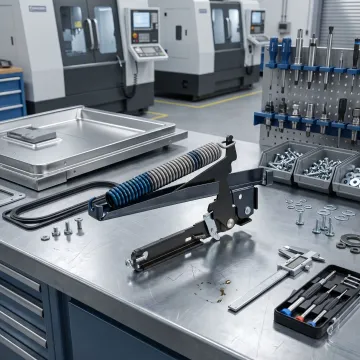Custom dishwasher door hinge assembly for appliance manufacturing