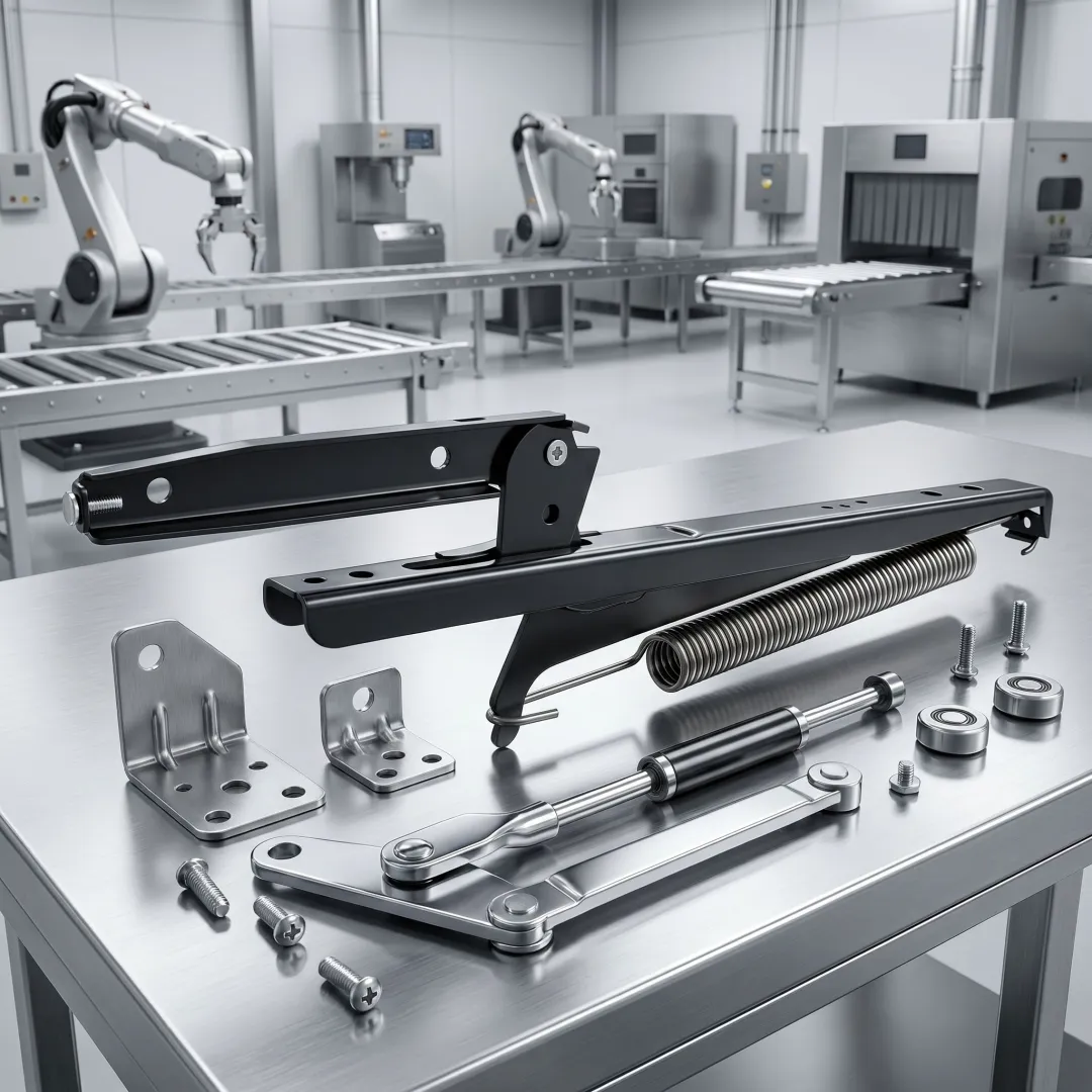 Custom oven door hinge assembly for appliance manufacturing
