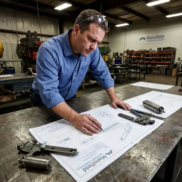Engineer reviewing motion control component designs