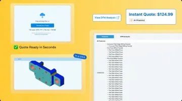 AI-powered manufacturing marketplace platform interface showing instant CNC quoting dashboard