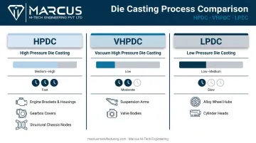 HPDC versus VHPDC versus LPDC die casting process comparison chart porosity and applications