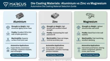 Aluminium zinc and magnesium die casting alloys comparison by weight strength and application