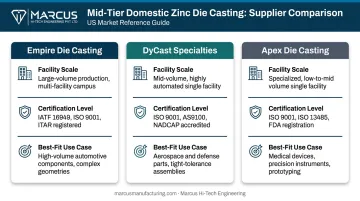 Mid-tier zinc die casting supplier comparison Empire DyCast and Apex side by side