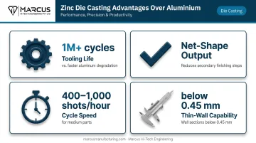 Four key zinc die casting advantages over aluminum infographic