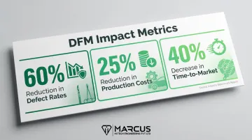 DFM implementation results showing defect reduction cost savings and time-to-market improvements