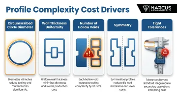 Aluminum extrusion profile complexity cost drivers five key design factors infographic