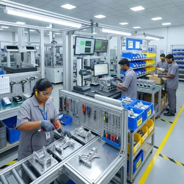 Automotive assembly process in production
