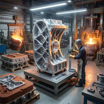 Aluminum aerospace casting in production