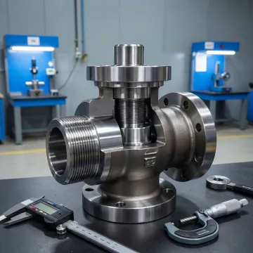 CNC machined industrial component under inspection