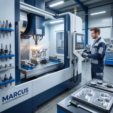Precision CNC machining center producing tight tolerance metal parts