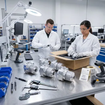 Finished mechanical assemblies on production line