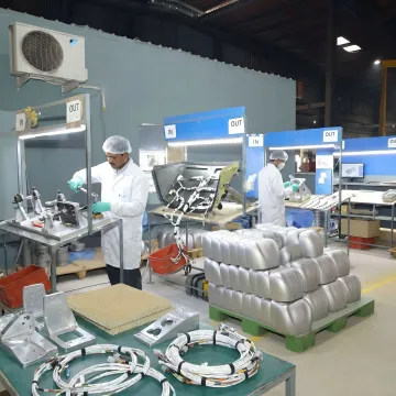 Aerospace component assembly in progress