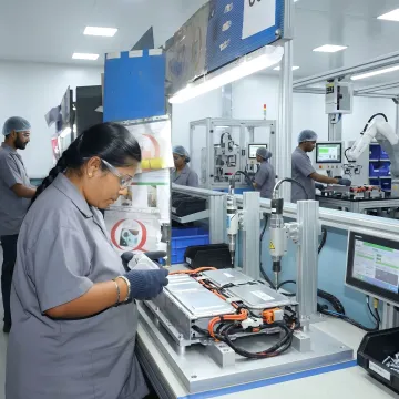 Battery pack assembly process in manufacturing facility