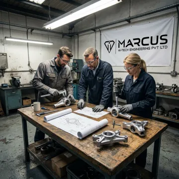 Engineers reviewing forged EV aluminum parts