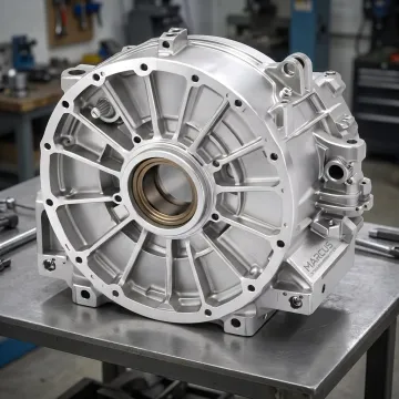 Machined aluminium motor body housing