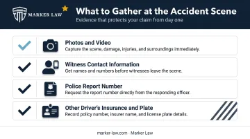 Post-accident scene evidence checklist with four key documentation items