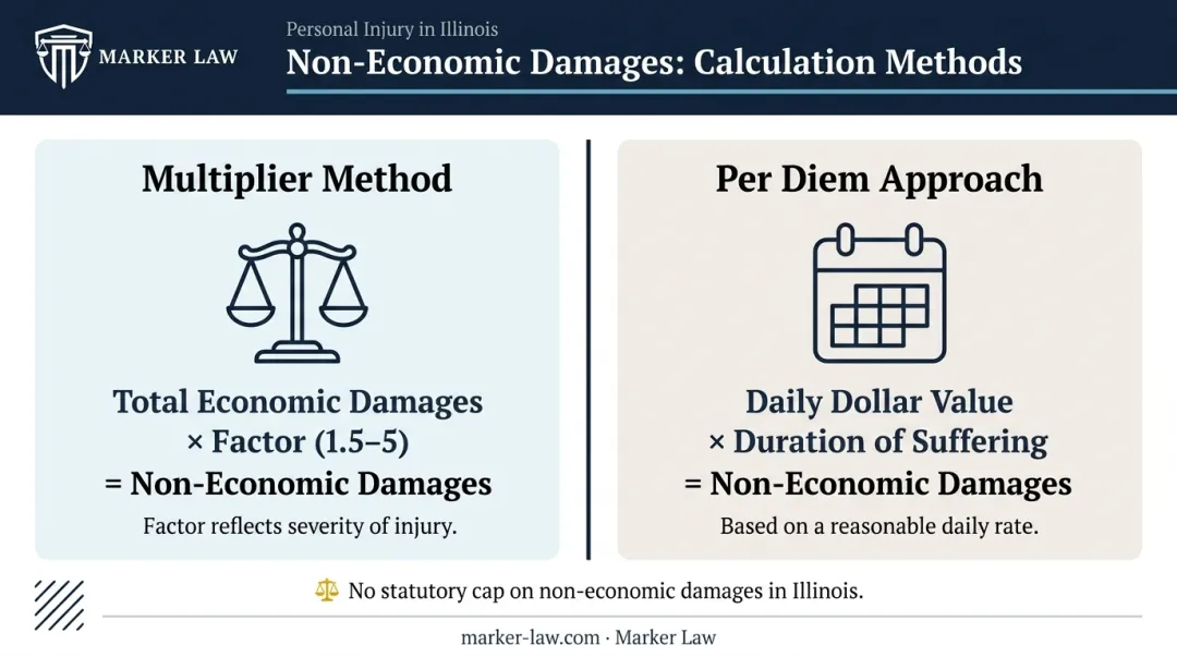 Two non-economic damages calculation methods multiplier versus per diem comparison